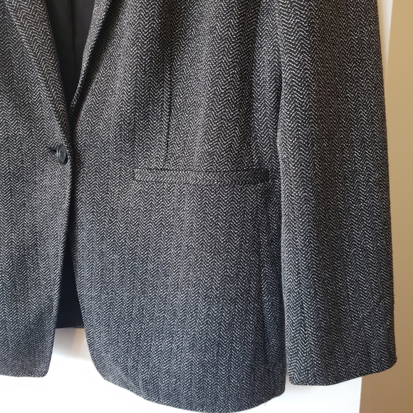 Loft Blazer Black & White Tweed Harringbone Blazer NWT Sz 14 - Picture 5 of 15